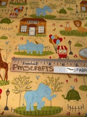 MODA Animal Park Fun 100% cotton fabric yard 36×44 Animals on Gold tone 20960 19