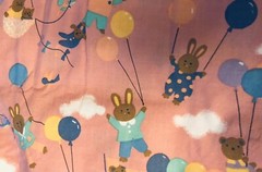 VTG Juvenile Puppies Bunnies & Bears w/ Balloons Hoffman California Fabric BTFQ