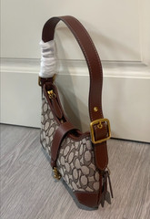 Hobo Bag In Signature Jacquard Oak Maple CBF16 Outlet