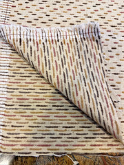 Cotton Slub Upholstery Remnant Beige With Brown Gold Rust Dashes 57”w 33”L