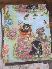 Lot of Fabric featuring forest animals and kittens, multicolor, 1lb 5oz