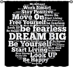 Inspirational Quote Curtains, Black White Positive Words Motivational Phrases Mo