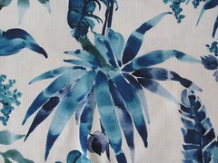 CHIVASSO CURTAIN FABRIC DESIGN “Tropical” 3.6 METRES BLUE MONSOON COLLECTION