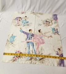 Vtg Mid Century Fabric Ballerina Ballet Pastel MCM Impressionist 50s 60s Remnant