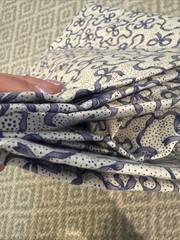 Vtg Concord Fabrics Joan Kessler 52 X 5 Yds Blue Bow On White Beauregard