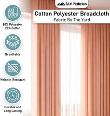 Cotton Polyester Broadcloth Fabric by the Yard – 60″ Wide Soft & Breathable Broa