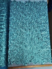 Matte Turquoise Curly Sequin Fabric on Poly Mesh “The Spiral Sequin” – BTY
