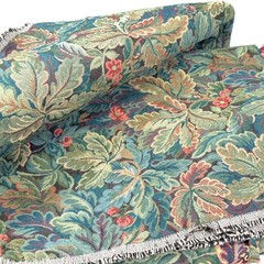 57×144 Green Burgundy Floral Tapestry Fabric Botanical Leaf Upholstery Textile