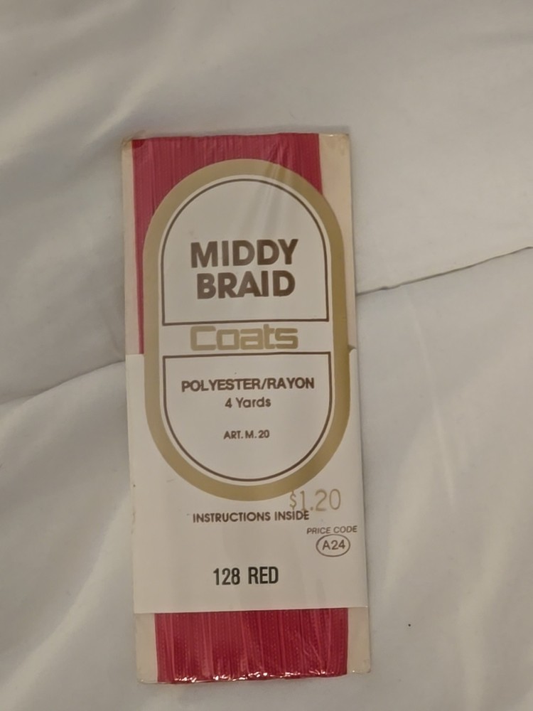 Coats Middy Braid 128 Red Coats & Clark Polyester Rayon 4 Yards VTG