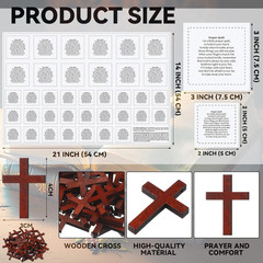 Pocket Prayer Quilt Panel Squares with Small Wooden Crosses Mini