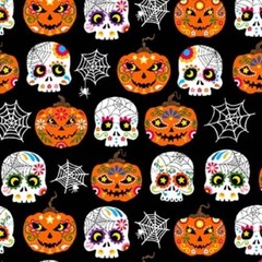 2 YD Ghastly Greeting Michael Miller Trick Or Treat Halloween Skulls
