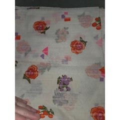 Vtg Dimity Open Weave Fabric Off White Floral, Fruit and Shapes Aprox. 2 YDS
