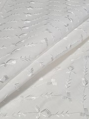 2.1 Yards White Embroidered Fabric Poly Cotton Blend Chevron Vine Floral 76×44