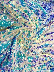 Iridescent 18MM Paillette Sequins Trim Fabric Oversized Round Costumes Dancewear