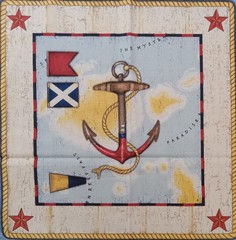 Wilmington~”Gone Sailing”~Anchor, Flags, Stars~Cotton Fabric Panel~ 10.5″x10.75″