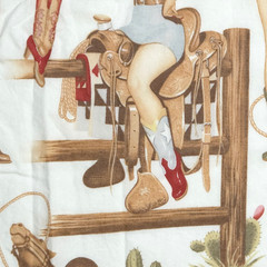 Alexander Henry Back In The Saddle 2008 Pinup Cowgirls White Fabric 2.6YD WASHED