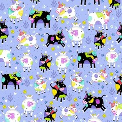 By The Yard, Cows On Lilac, Cotton FLANNEL, $3.99 Ships ANY Amount Of Fabric!