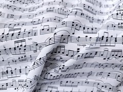 55” Wide Music Patterned Rayon Material Soft Dress Shirt Robe Fabric Viscose