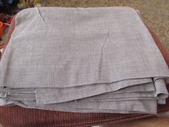 Homespun Fabric Woven Cotton Navy/Beige Small Houndstooth Check Smoke Free Home