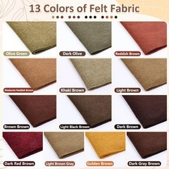 Soft Felt Fabric Sheets 13 Rolls Assorted Dark Brown Craft Sewing Pack