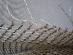 Tan Ivory Mesh Netting open weave Window treatment Cotton Threads Fabric 5yds