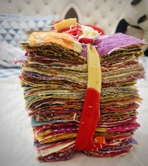 kantha scraps 6×6″ 150pc and embroided scraps 6×7″ 30pcs