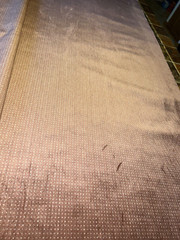 EUC burgundy heavily napped synthetic upholstery fabric, 2.1yd long x 52.5″ wide