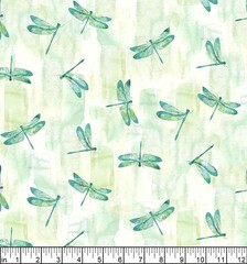 Northcott – Luscious – Dragonflies – Pale Green, Fabric by the Yard