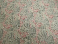 Cotton Poly Abstract Green Red Dots Lines on white Fabric 2yd x 44