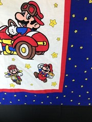 Vintage Nintendo SUPER MARIO BROS Cotton FABRIC PANEL 70″ x 45″ New Unused