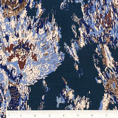 Navy Blue Floral Metallic Jacquard Brocade Fabric for Gowns & Special Events 58″