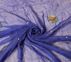 Sushila Vintage Blue Scrap Dupatta Pure Chiffon Stone Glass Beads Work LongStole