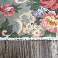 NEW Daisy Kingdom Grannies Roses Fabric 1997 Shabby Chic Floral 44×110 3 Yards