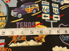 ROUTE 66 ~ Alexander Henry Fabrics ~Vintage Travel Landmarks Cotton Fabric 1 yd