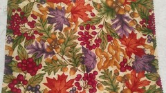 Fabric Red Rooster 2 Pc Leaves of Purple & Russet Berries of Fuchsia Nuts $2.75