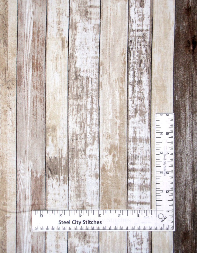 Weathered Wood Slat Patterned Fabric Cotton Timeless Treasures C7178 By Yard