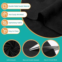 Black Double-Sided Suede Fabric – 108 in x60 in for Upholstery & Vehicle Panels
