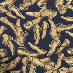 Shoes Boots Cotton Fabric BTY Old Fashioned Navy Blue Beige OOP HTF Rare Unique