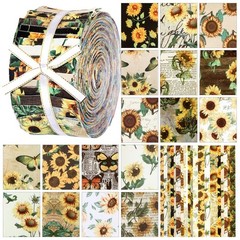 200 Pcs Sunflower Quilting Fabric Strips Jelly Roll Precut Sewing Crafts