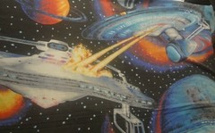 Vintage STAR TREK ENTERPRISE BATTLE Themed Fabric (145cm x 59cm)