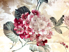 Fabric Floral Silky Screen Print Golden Tone 54″ L x 19″ W Craft Decoration