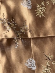Chinese Satin Plum Blossom Brocade Polyester brown remnant 18″ x 22″ wide