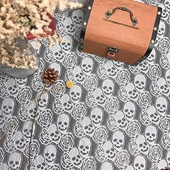 White Skull Lace Fabric, 60 * 36 inches Solid Fabric Lace, 1 Yard Floral Wedding
