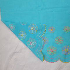 Light Blue Pastel Floral Embroidered Fabric Scalloped Border Edge 23″ x 6.5 Yds