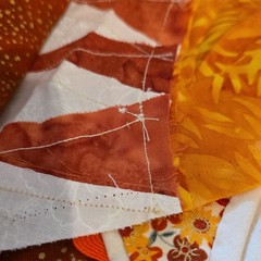 JOANN Swirl Cat Fabric Remnants Lot Brown Orange Cream Green Quilting Crafts