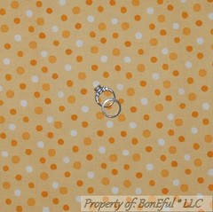 BonEful Fabric FQ Cotton Quilt VTG Orange White Baby Polka Dot Small Little Tone