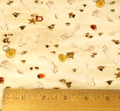 Elizabeth’s Studio Mini Sea Shells Footprints Beach Sand Cotton Fabric 43 x 190″