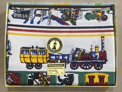 VTG Fabric Original Kinsterhanddruch West Germany New Trains 100% Viscose