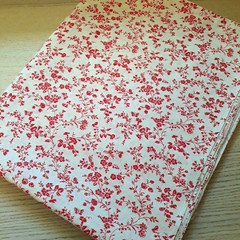 3 YDS Cotton Fabric Vintage VIP Cranston USA Red Floral Vines Butterfly on White