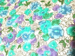 Tandler Textiles 1991 Fabric Remnant Hawaii Floral Print Knit TURQUOISE 60″x64″